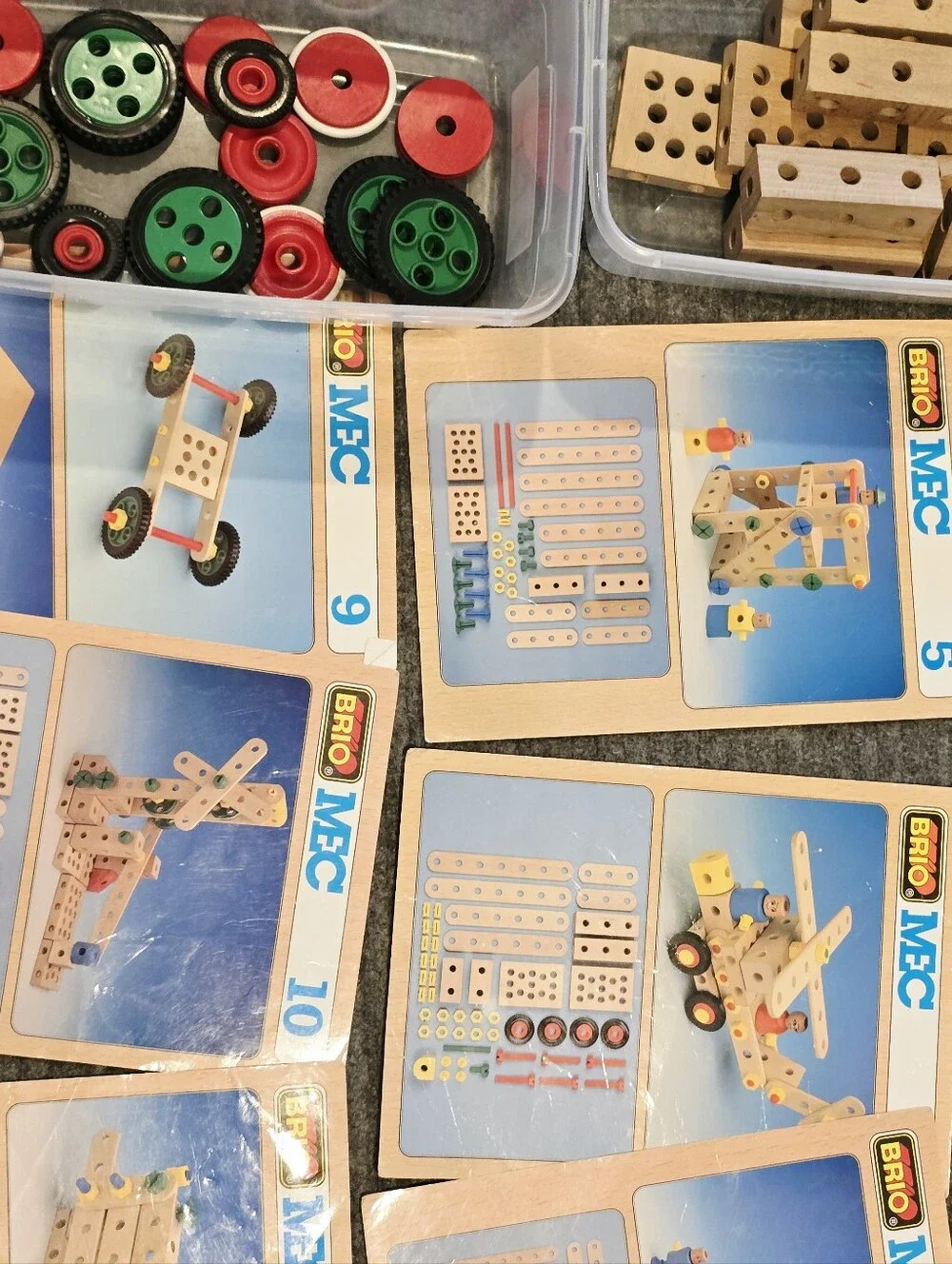 Vintage Brio Mec Construction Set Wood Plastic Toys Tools Stem Parts